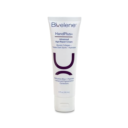 Bluelene HandPlus+ Collagen Boosting Advanced Age Repair Cream with Methylene Blue and Niacinamide, and Hexylresorcinol and Tranexamic Acid. Deep Hydration. Suitable for Sensitive Skin