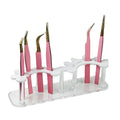 8 Holes Tweezers Holder, Acrylic Eyelash Extensions Supplies Organizer, Cosmetic Beauty Tweezers Display (White)