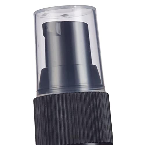 JUVITUS 2 oz / 60 ml Frosted Amber Glass Boston Round Bottle with Black Treatment Pump (12 Pack) BPA Free Refillable Empty Storage Containers