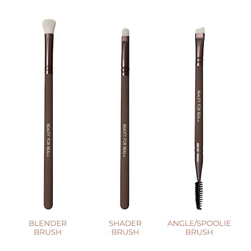 Beauty For Real Perfect Precision I-Brush Set - Includes 5 Total Brushes: Angle/Spoolie, Shader, Blender, Contour & Liner - Vegan & Cruelty Free