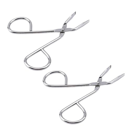 2Pcs Silver Eyebrow Scissors,Elbow Pliers Clip Scissors,Flat Tip Hair Plucker Removal Tweezers,Stainless Steel