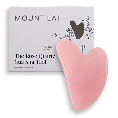Mount Lai Rose Quartz Gua Sha Facial Tool ? The Stone of Graceful Radiance ? 100% Genuine Rose Quartz Stone Face Sculpting Tool for Lymphatic Drainage, Puffiness Reduction & Graceful Beauty