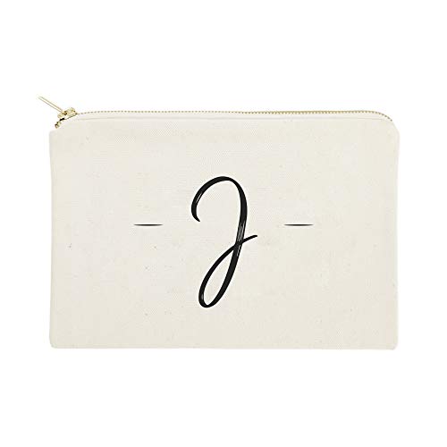 The Cotton & Canvas Co. Personalized Handwritten Monogram J Cosmetic Bag and Travel Make Up Pouch