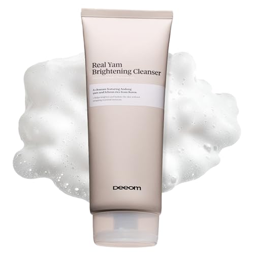 DEEOM Real Yam Brightening Cleanser, Gentle Foaming Face Wash for Sensitive Skin with Rice Water, Hydrating & Deep Pore Cleansing, Korean Skincare, 6.76 oz