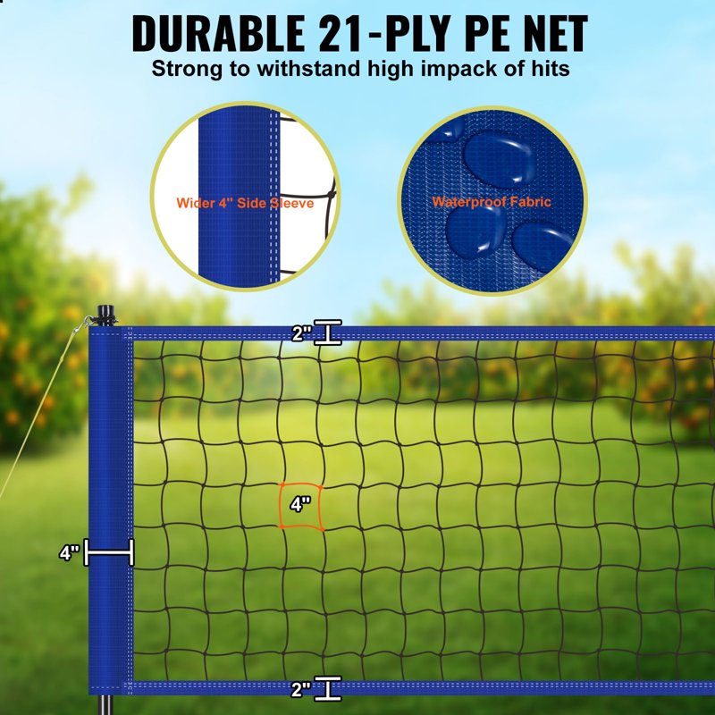 Portable Volleyball and Badminton Set with Net, Poles, Ball, Pump & Carry Bag - Outdoor Sports Equipment