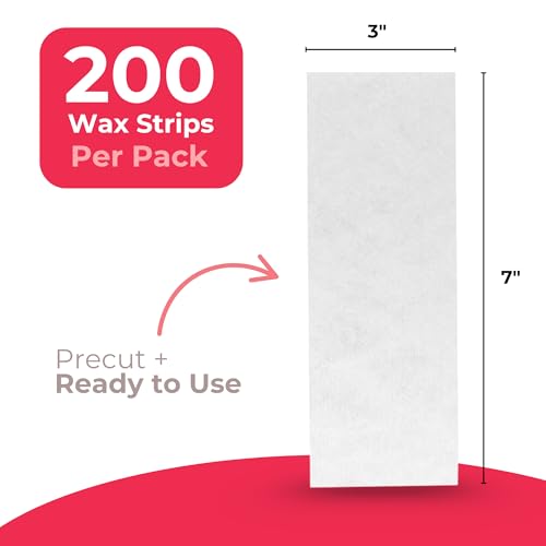 200 Count - Hello Sugar Professional Grade Wax Strips (3" x 7") | Non Woven Spunlace Body & Facial Strips for Hair Removal | Salon Quality & Lint-Free