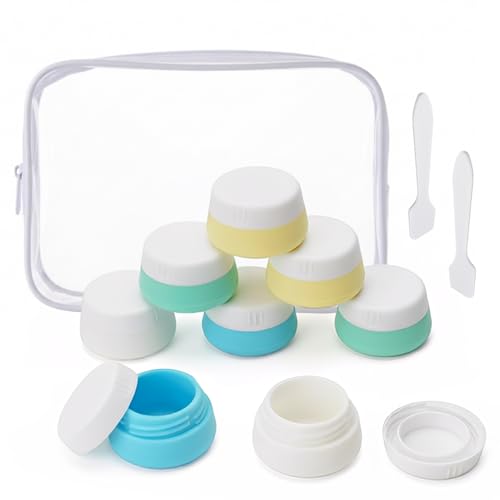 Cosywell Small Travel Containers for Toiletries 20ml 8Pack TSA Approved Silicone Cream Jars Refillable Leak-proof Travel Size Accessories with Lid for Lotion Cosmetic Makeup Body Cream
