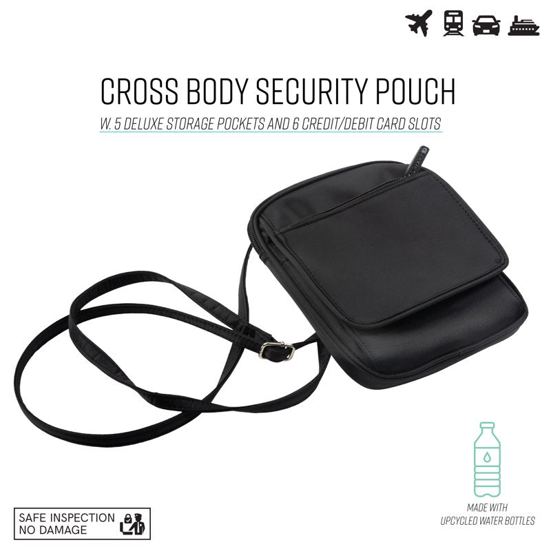 Unisex Anti-Theft Fabric Shoulder Bag with RFID Blocking - Black