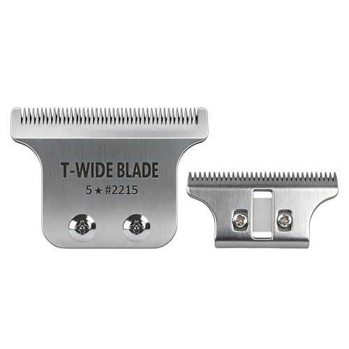 2215 Replacement T Wide Blades Replacement for Wahl 5 Star Detailer Li Trimmer 8081/8171- Adjustable Zero-Gap Stainless Steel Blade,Silver Pack