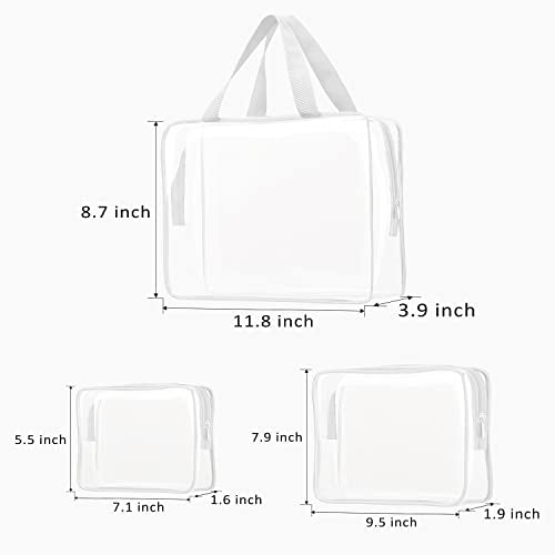 6pcs Clear Cosmetic Bags, TSA Approved Toiletry Bag Set Crystal Clear Travel Beach Essentials Bag Organization PVC, Clear Makeup Bags Luggage Pouch Carry on Airport Airline Compliant Bag Women Men