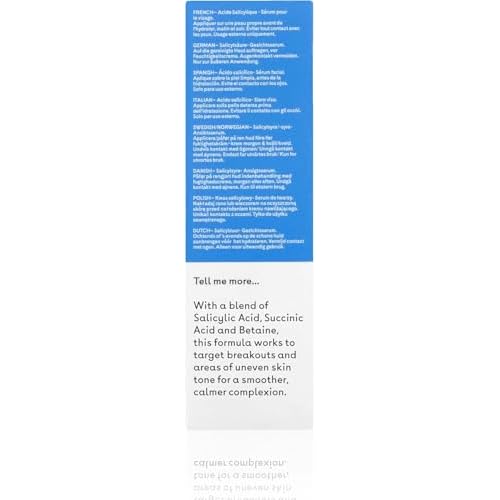 Q+A Salicylic Acid Serum (30ml), Exfoliating, Pore-Minimising and Oil-Controlling Face Serum for Blemish-Prone Skin, Skincare With Salicylic Acid, Succinic Acid and Betaine