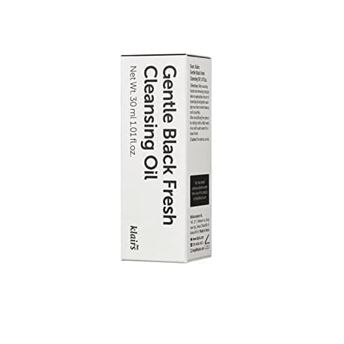 DearKlairs Gentle Black Fresh Cleansing Oil, Daily, Vegan Cleanser, Lightweight Texture, Mini Travel Size, 1.01 Fl Oz