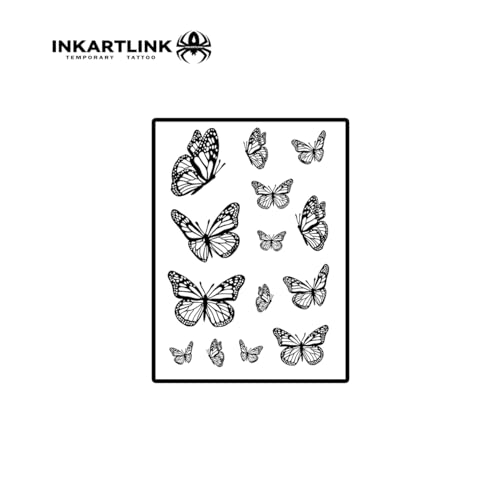 INKARTLINK Semi Permanent Tattoo, Realistic Butterfly Temporary Tattoo, Suitable for Sweet Girls, Waterproof and Non-reflective, Exquisite Packaging, Unique Design (Butterfly 1)