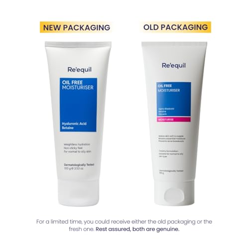 RE' EQUIL Oil Free Moisturiser Lightweight Moisturizer For Face Retains Essential Moisture Prevents Acne Breakouts Suitable For Normal, Oily Combination Skin 100G