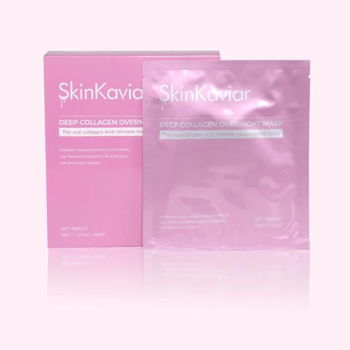 Bio-Collagen Real Deep Mask - Hydrating Overnight Hydrogel Mask, Pore Minimizing Elasticity Improvement (35g x 5)