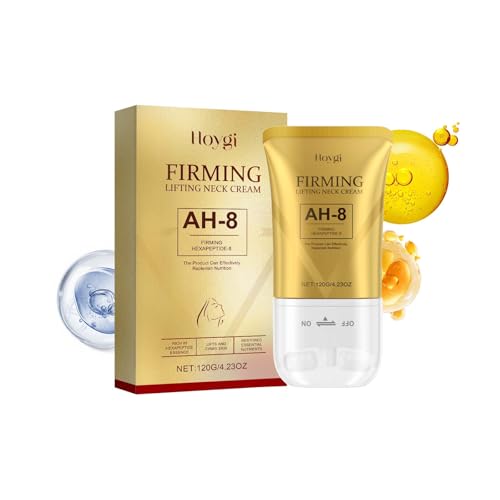 AH-8 Neck Firming Cream with Electric Massage Tightening, Anti-Wrinkle Treatment with Red Light, Deep Moisturizer Bundle Care (Neck Cream)