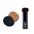 Saie Sun Melt Duo - The Big Brush - Soft, Multi-Use Liquid + Cream Makeup Brush With Synthetic Bristles Bundled With Sun Melt Bronzer in Medium Bronze - Buildable Cream Contour, Velvet Finish (1 oz)
