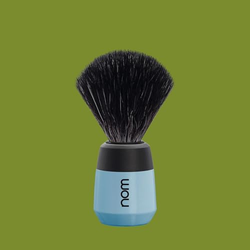 NOM Max Shaving Brush | Vegan Shave Brush for Shaving soaps and creams | sustainable eco-friendly and reusable | Exfoliating Shaving Brush | Fjord Blue handle