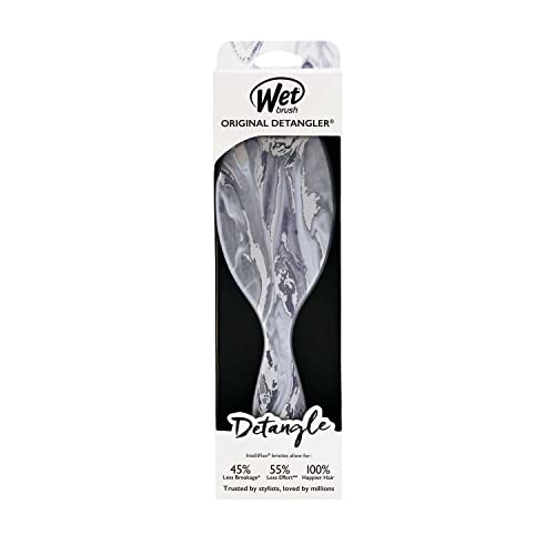 Wet Brush Original Detangler Brush - Metallic Marble, Silver - All Hair Types - Ultra-Soft IntelliFlex Bristles Glide Through Tangles with Ease - Pain-Free Comb for Men, Women, Boys and Girls