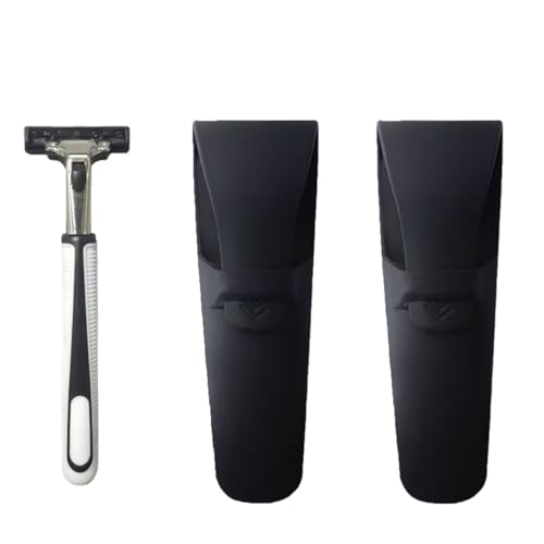 Silicone Razor Travel Case Set of 2 Black Safety Razor Case Compatible with Gillette Parker Merkur Travel Razor Men Razor Holder