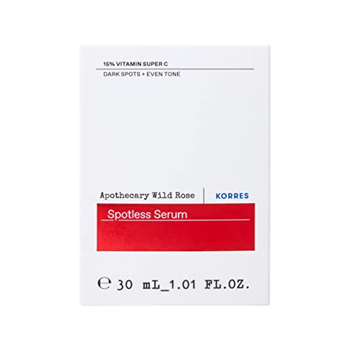 Korres Apothecary Wild Rose Spotless Serum, 15% Vitamin C with Wild Rose Oil & Antioxidants, Vitamin C Serum for Radiance & Skin Tone, Daily Skin Care for Women & Men, 1.01 fl oz