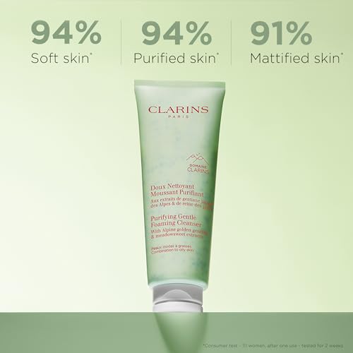 Clarins NEW Purifying Gentle Foaming Face Cleanser | Cleanses, Purifies, Softens and Mattifies| Combination To Oily Skin Types
