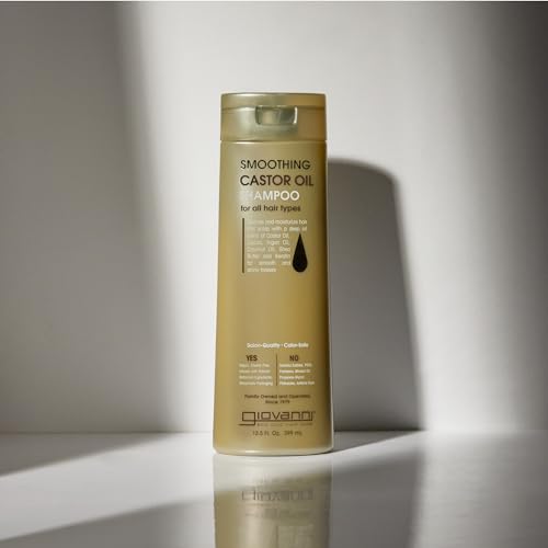 GIOVANNI Smoothing Castor Oil Shampoo - All Hair Types, Moisturize Hair & Scalp, Hydrate & Tame Frizz, Jojoba, Argan Oil, Coconut Oil, Shea Butter, Keratin - 13.5 oz