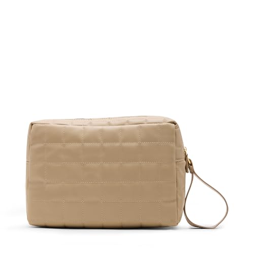 Steve Madden Women's Dobby Double Zip Cosmetic Bag, Timeless Taupe
