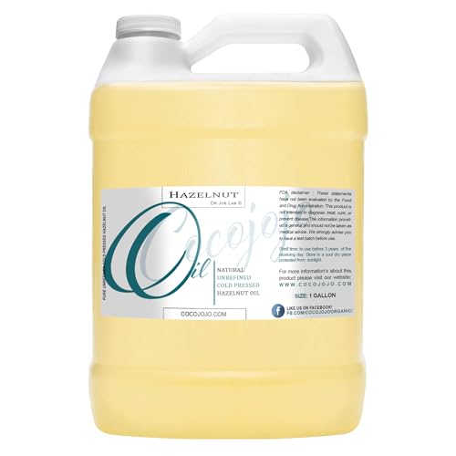 Hazelnut Oil 128 oz Pure Natural Cold Pressed Unrefined Extra Virgin Hazel Nut Oil 1 Gallon - for Hair Skin Body Nail and Beard - Moisturizing, Soothing, Hydrating, & Nourishing