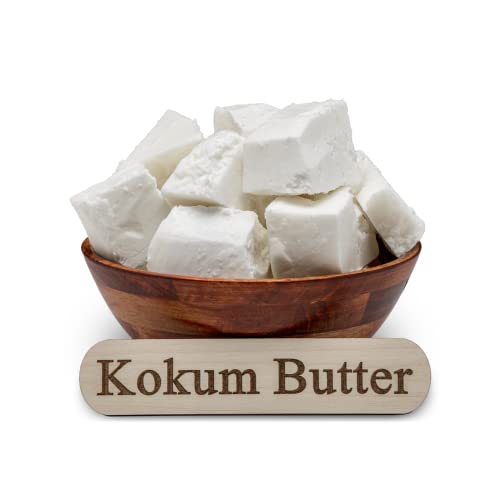 Plant Guru Raw Kokum Butter 1 lb. Bar 100% Pure Natural - Great for Skin, Body and Hair Moisturizer, DIY Creams, Balms, Lotions and Soap Making.