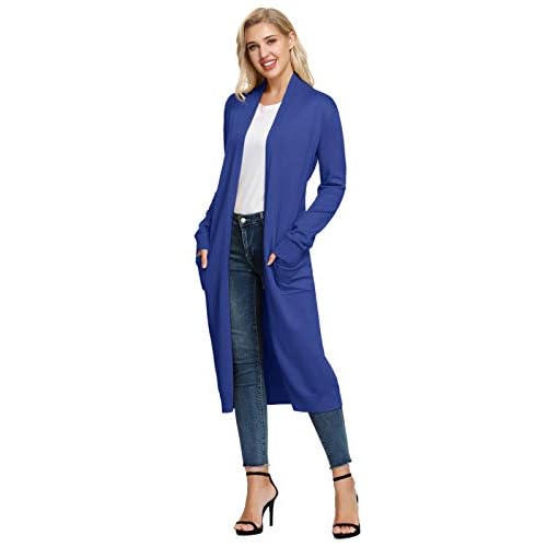 GRACE KARIN Essential Solid Open Front Maxi Long Knitted Cardigan Sweater for Women