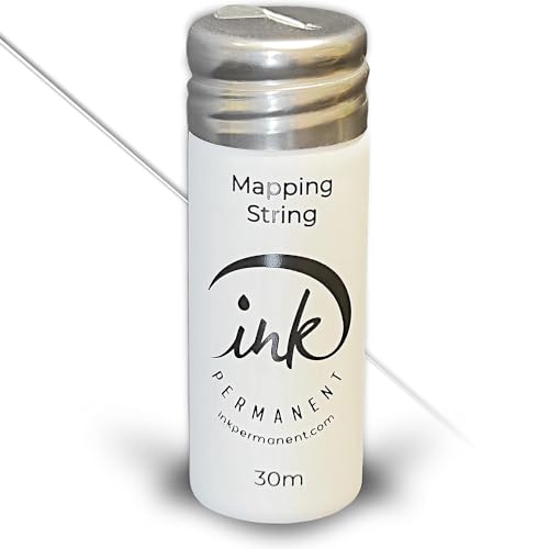 Ink Permanent White Brow Mapping String [100 Ft Bottles - 30 m] Pre-Inked String for Permanent Makeup and Microblading Supplies, Brow Mapping Kit, Eyebrow Thread for Shaping (White)