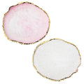 Resin Nail Art Palette, Nail Art Painting Mixed Color Palette Gold Edge Nail Gel Color Makeup Display Board (Pink+White)