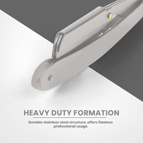 Utopia Care Professional Straight Razor for Men, Barber Straight Edge Razor Safety with 100 Pack Blades, Silver