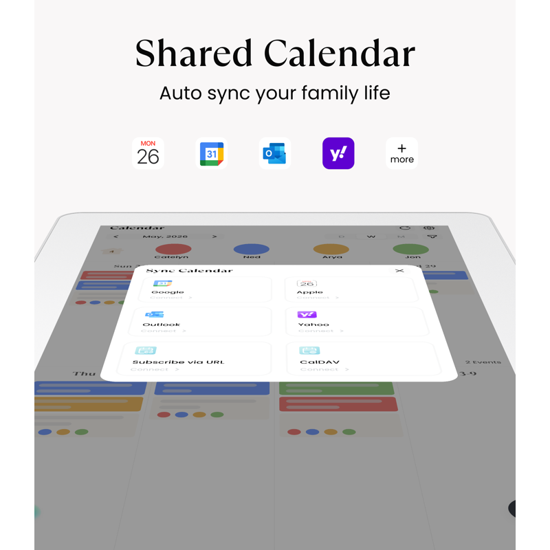 15.6 Inch Digital Wall Calendar with Touchscreen & Google Sync - Family Organizer