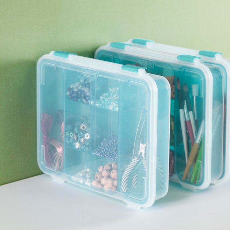 Stackable Plastic Storage Bins with Dividers - Multi-Purpose Organizers