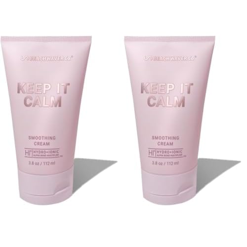 The Beachwaver Co. Keep It Calm Smoothing Cream - Full Size (3.8 Oz) Styling Cream for Smooth, Sleek Hair Anti-Frizz Flyaway Tamer w/HiX Vegan Bond Multipliers Polynesian Pink Sugar(Pack of 2)