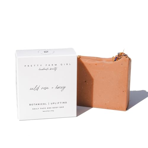 Pretty farm girl Wild Rose + Honey Soap Bar - Age Defying & Calming - Floral Scented - Handmade - All Skin Types - Tallow & Goat Milk.
