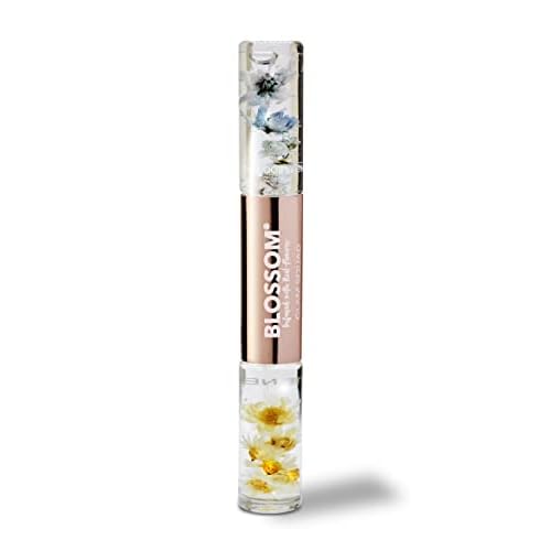 Blossom Lip Gloss & Roll On Perfume for Women, Glam Squad Double Sided Gift Set, Infused with Real Flowers, Bachelorette Gift, Made in USA 0.2oz, Raspberry/Coconut Nectar