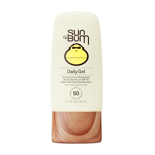 Sun Bum Daily SPF 50 Clear Gel Face Sunscreen - Broad Spectrum Moisturizing Facial Sunscreen with Vitamin E - Vegan and Hawaii 104 Act Compliant (Without Octinoxate & Oxybenzone) - Travel Size 1.7 oz