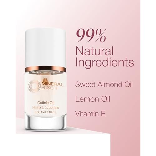 Mineral Fusion Cuticle Oil Nail Treatment - Natural Moisturizer with Vitamin E and Sweet Almond Oil - Softens & Protects Cuticles - Vegan, 99% Naturally Derived Formula - 0.33 oz