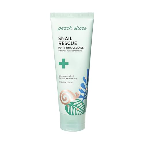 Peach Slices - Snail Rescue Purifying Cleanser (4.05 oz) - Snail Mucin Concentrate - Cleanse & Refresh Skin - Pine Bark, Hyaluronic Acid & Cica - Vegan & Cruelty Free - Korean Skin Care & Beauty
