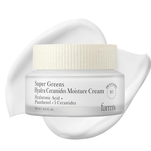 Farm Rx Super Greens Hyalru Ceramides Moisture Cream (3fl oz) - Rich Moisturizer, Strengthen Moisture Barrier, Deep Hydration. Korean Skin Care. Hyaluronic Acid, Panthenol, Vegan.