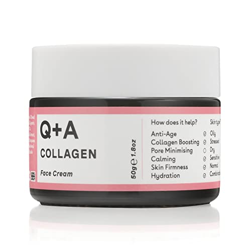 Q+A Collagen Face Cream (50g), Natural Skincare Anti-Ageing Face Care with plant-powered Collagen, Shea Butter and Magnesium, Hydrating and Firming Day Cream