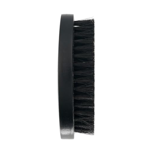 Black Boar Bristle Hair Beard Brush for Men, Pocket Travel Men's Wooden Small Soft Wood Beard Brush (Black)