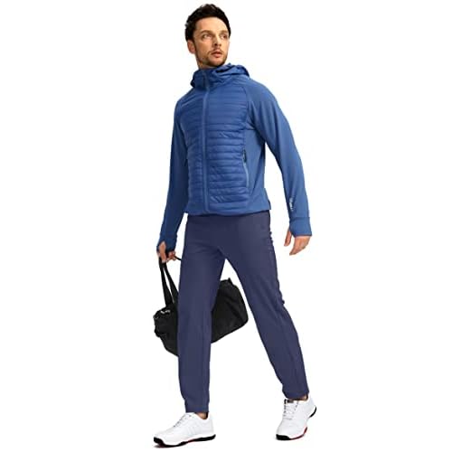 Pudolla Men's Golf Pants Stretch Sweatpants with Zipper Pockets Slim Fit Work Casual Joggers Pants for Men