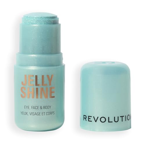 Revolution, Jelly Shine Shadow & Highlight Stick for Eyes, Face & Body with Pearlescent Shimmer Effect, Vegan & Cruelty-Free, Mermaid Green
