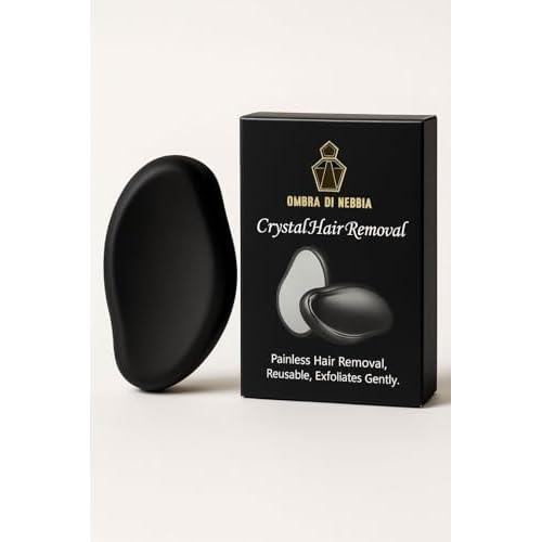 Crystal Hair Eraser Reusable Nano-Glass Hair Remover & Exfoliator for Men & Women | Painless Physical Epilator Stone for Smooth, Silky Skin (Black)