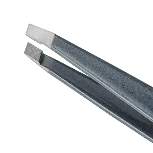 Tweezerman Stainless Steel Slant Tweezer - Eyebrow Tweezers for Women and Men (Blue Stone) (Pack of 2)