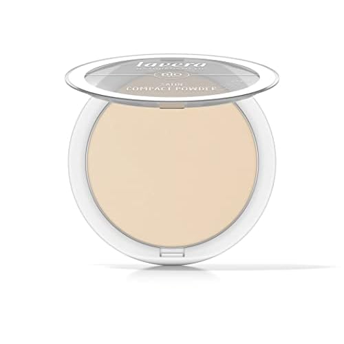 lavera Satin Compact Powder -Medium 02- nude - Almond Oil & Rice Powder - Vegan - Mattifying - Long-Lasting - Velvety Texture 0.32 Fl Oz